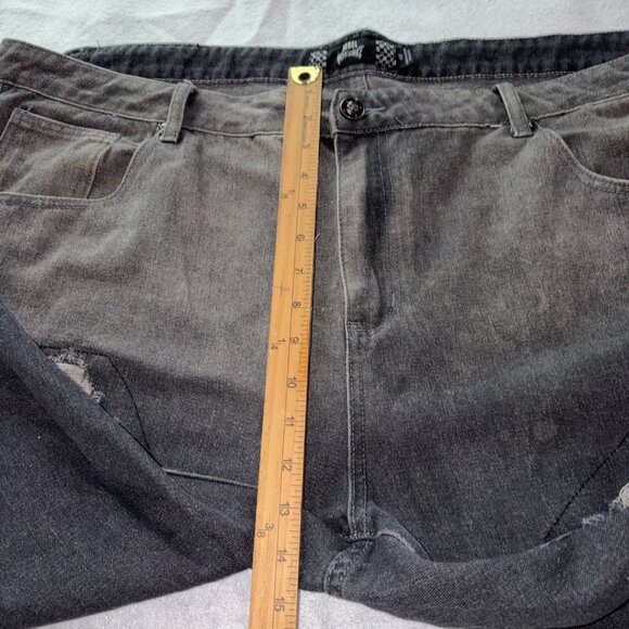 Rebel Vengeance Destroy Jeans Mens 46 Black Distressed Reconstructed Denim Patch - Picture 6 of 7